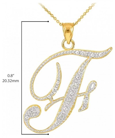 14K Yellow Gold Diamond Accented Dangling Cursive Initial A-Z Charm 4/5" Pendant Necklace (J-K Color, I1-I2 Clarity) - Choice...