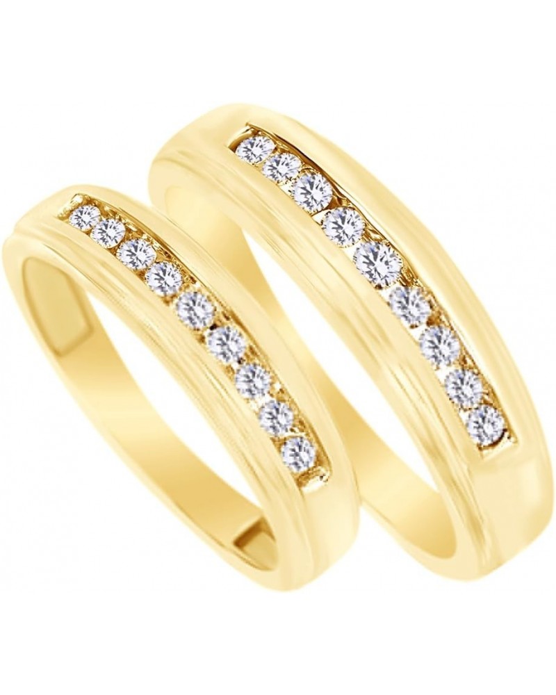 White Natural Diamond His and Hers Wedding Band Ring Set 14K Yellow Gold (0.38 Cttw) Men Size - 14 Women Size - 4 $434.24 Sets