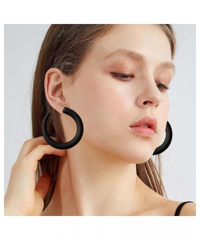 80 90s Retro Neon Thick Hoop Earrings Hoops Chunky Hollow Tube Hoop Earrings for Women Hypoallergenic Lightweight Candy Color...