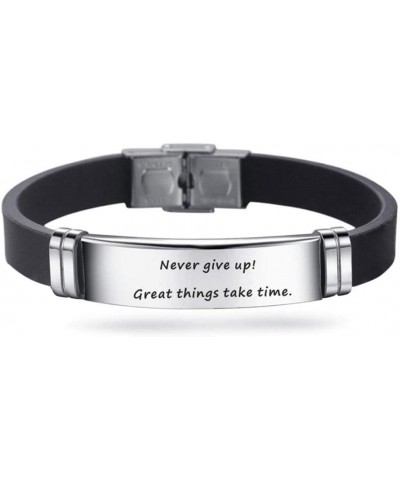 Inspirational bracelet stainless steel silicone bracelet men and women bracelet Never give up!Great things take time $7.64 Br...