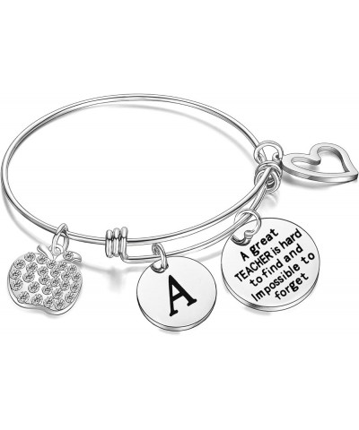 Teacher Appreciation Gifts Teacher Initial Bracelet Thank You Teacher Bangle Bracelet Birthday Gift Christmas Gifts For Teach...