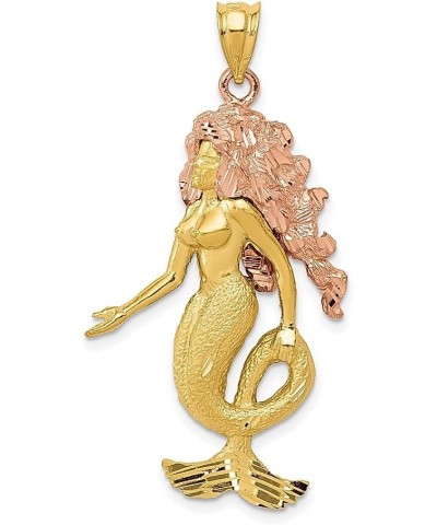 14k Two Tone Gold Mermaid Necklace Charm Pendant Mythical Fine Jewelry For Women Gifts For Her $182.11 Necklaces