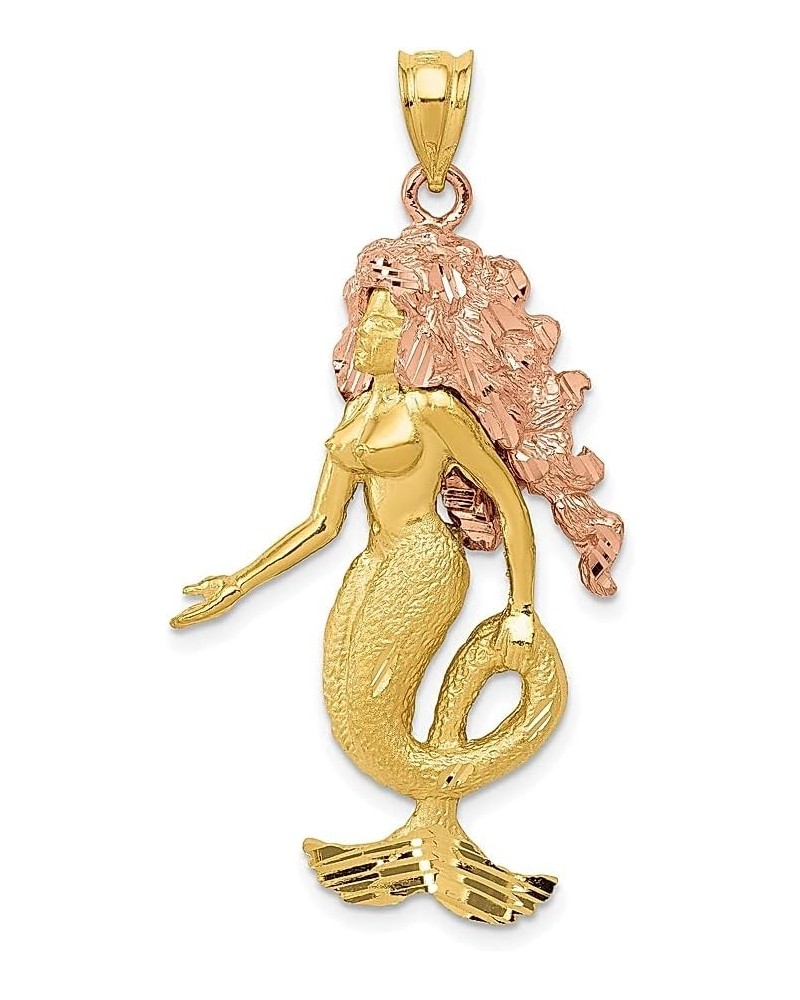 14k Two Tone Gold Mermaid Necklace Charm Pendant Mythical Fine Jewelry For Women Gifts For Her $182.11 Necklaces