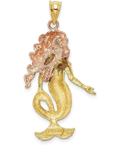 14k Two Tone Gold Mermaid Necklace Charm Pendant Mythical Fine Jewelry For Women Gifts For Her $182.11 Necklaces