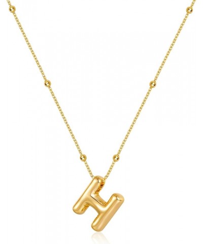 Bubble Letter Necklaces For Women Gold Balloon Initial Alphabet Pendant Necklaces H pendant $12.59 Necklaces