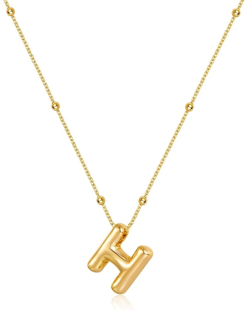 Bubble Letter Necklaces For Women Gold Balloon Initial Alphabet Pendant Necklaces H pendant $12.59 Necklaces