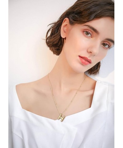 Bubble Letter Necklaces For Women Gold Balloon Initial Alphabet Pendant Necklaces H pendant $12.59 Necklaces