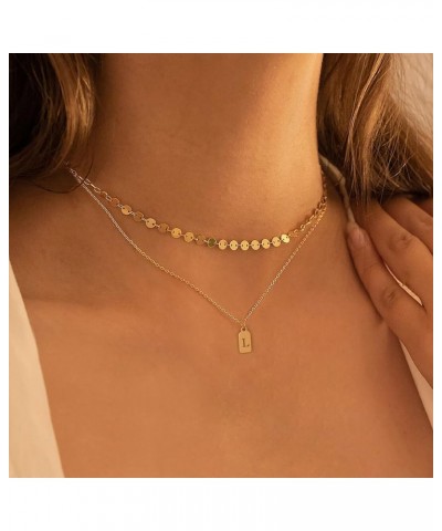 Layered Initial Necklaces for Women, Gold Initial A - Z Necklaces for Women Teen Girls, Dainty 14k Gold Letter Necklace for W...