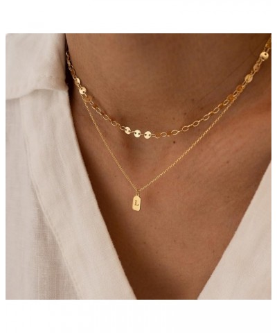 Layered Initial Necklaces for Women, Gold Initial A - Z Necklaces for Women Teen Girls, Dainty 14k Gold Letter Necklace for W...