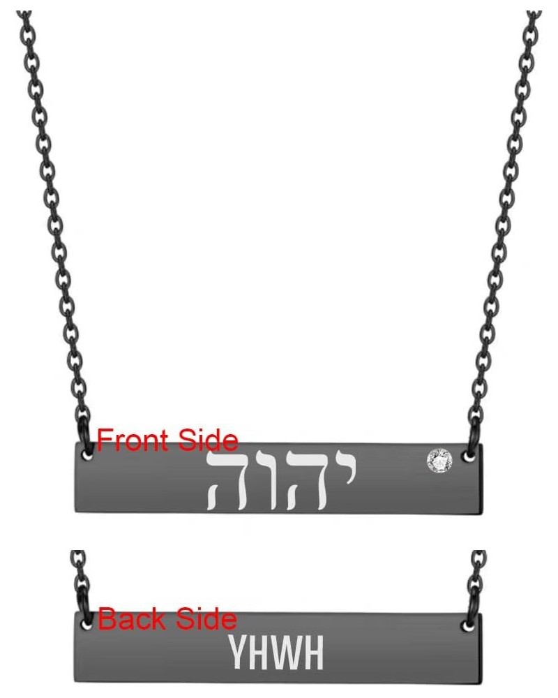 SHNIAN Hebrew Women's Personalized Jewish Necklace Stainless Steel Polished with Cubic Zircon, Free Engraved for Women, Wife,...