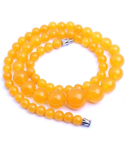 Necklace Gemstone Yellow Jade Crystal Unisex Stands 19 Inches 6-14mm Fashion Jewellry Pendant Graduated $9.98 Necklaces