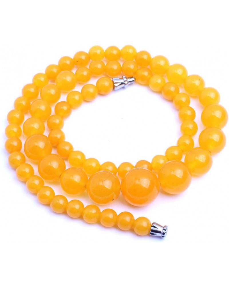 Necklace Gemstone Yellow Jade Crystal Unisex Stands 19 Inches 6-14mm Fashion Jewellry Pendant Graduated $9.98 Necklaces