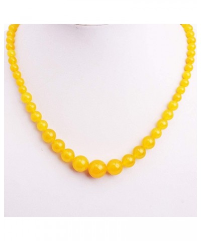 Necklace Gemstone Yellow Jade Crystal Unisex Stands 19 Inches 6-14mm Fashion Jewellry Pendant Graduated $9.98 Necklaces