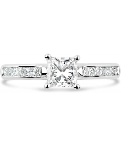 Princess Cut Engagement Rings for Women White Gold with 1-1/4 Carat(ctw) Moissanite Engagement Rings 10K 14K 18K Solid Gold W...