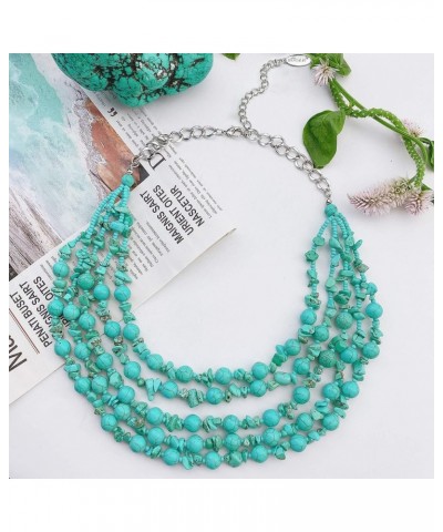 Layered Strands Turquoise Statement Chunky Necklace for Women Gifts 524 $10.59 Necklaces