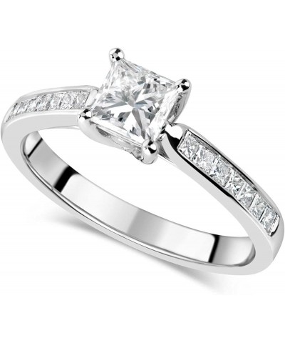 Princess Cut Engagement Rings for Women White Gold with 1-1/4 Carat(ctw) Moissanite Engagement Rings 10K 14K 18K Solid Gold W...