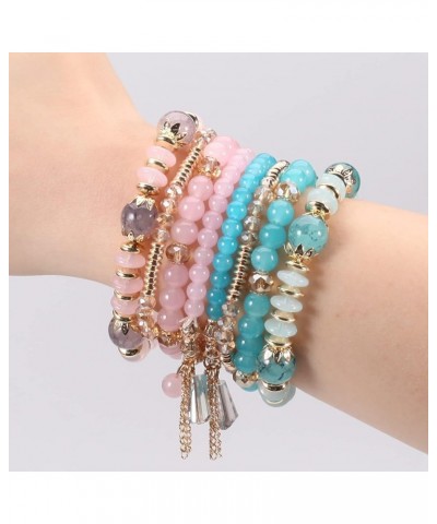 Bohemian Stretch Beads Bracelets for Women Boho Multilayered Stackable Bracelet Set Girls Multicolor Charm Handmade Jewelry G...