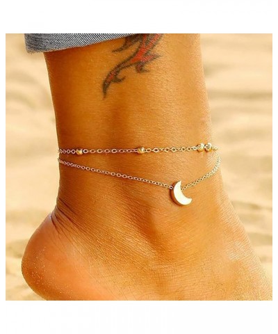 Dainty Gold Anklet for Women 18K Gold Plated Layered Satellite Beads Heart Anklets Layering Rhinestone Cubic Zirconia Ankle B...