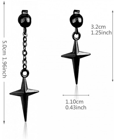 Punk Minimalist Unique Asymmetric Long Stainless Steel chain Cross Dangle Drop Earrings for Women Girls Statement Hypoallerge...