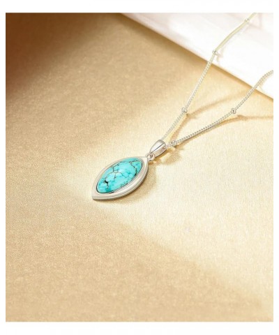 Genuine Turquoise Necklaces for Women 925 Sterling Silver Oval Real Gemstone Pendant Birthday Jewelry Gift for Mom Wife Her S...