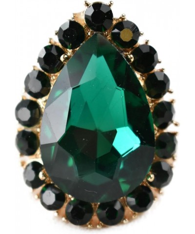 Women's Teardrop Stone Studs Fashion Stretch Ring Green/Gold-Tone $9.71 Rings