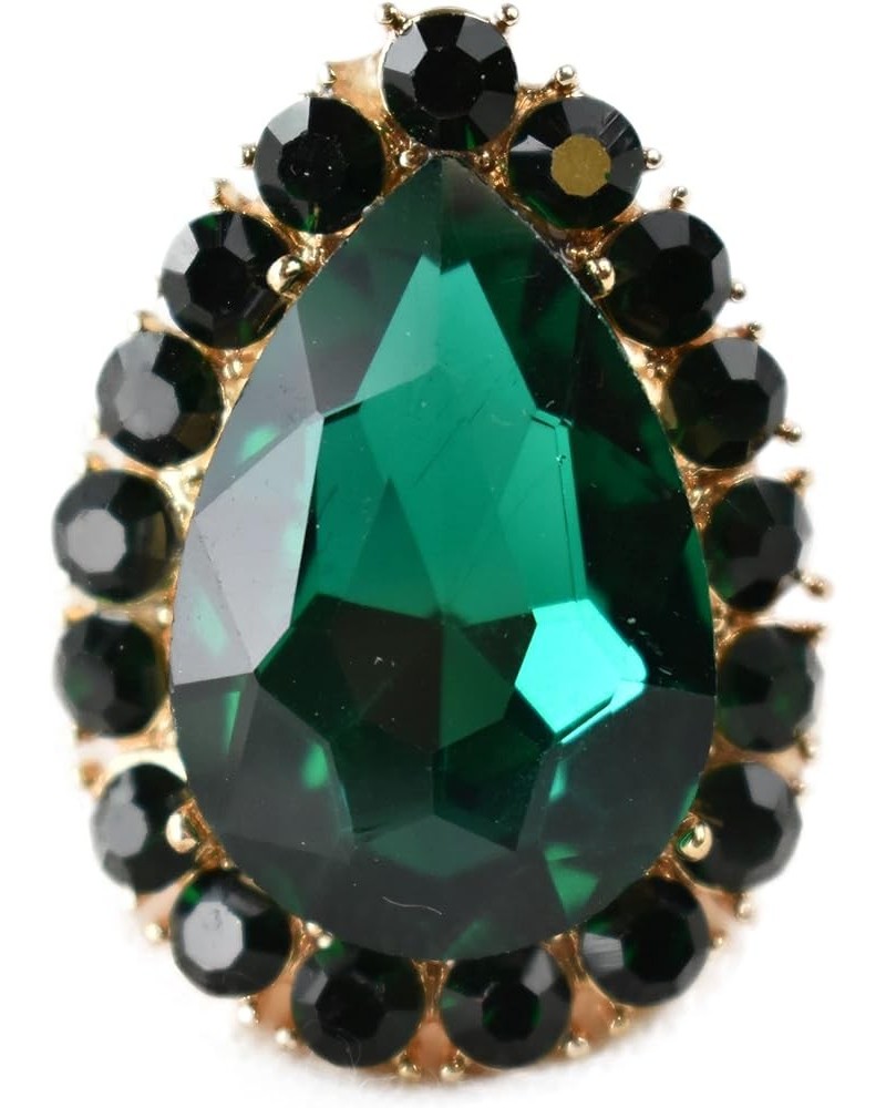 Women's Teardrop Stone Studs Fashion Stretch Ring Green/Gold-Tone $9.71 Rings