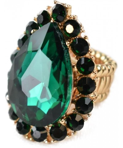 Women's Teardrop Stone Studs Fashion Stretch Ring Green/Gold-Tone $9.71 Rings