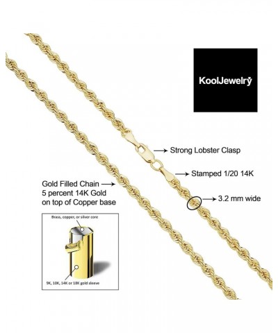 Solid 14k Yellow Gold Filled Rope Chain Necklace for Men and Women (2.1 mm, 3.2 mm, 4.2 mm or 6 mm) 18 inches 3.2 mm wide $57...