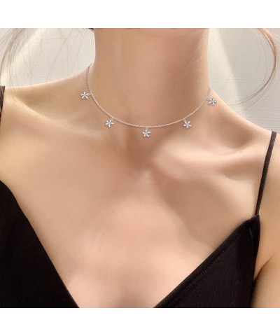 Sterling Silver Jewelry Choker Necklace Pendant Disc Chain Statement Necklace For Women Girls 13+3 inches Flower $18.55 Neckl...