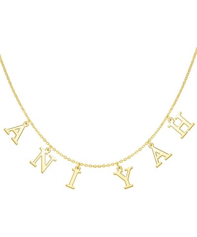 Uppercase Letter Charm Name Necklace Personlized Initial Alphabet Pendant Jewelry with 14K Gold Plated for Women Choker Aniya...