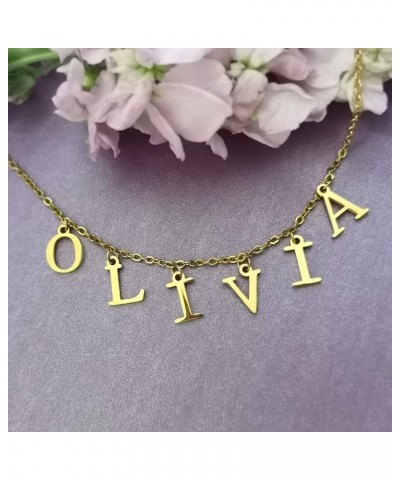 Uppercase Letter Charm Name Necklace Personlized Initial Alphabet Pendant Jewelry with 14K Gold Plated for Women Choker Aniya...