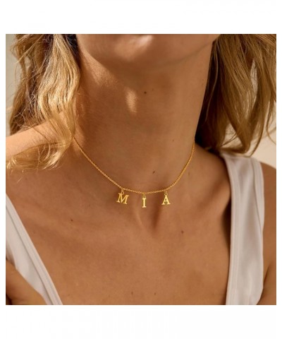 Uppercase Letter Charm Name Necklace Personlized Initial Alphabet Pendant Jewelry with 14K Gold Plated for Women Choker Aniya...