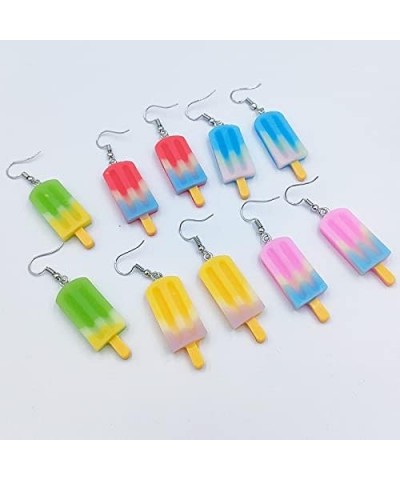 7 Pairs Cute Resin Ice Cream Dangle Earrings Set Food Summer Multicolor 3D Geometric Funny Aesthetic Kawaii Jewelry for Women...