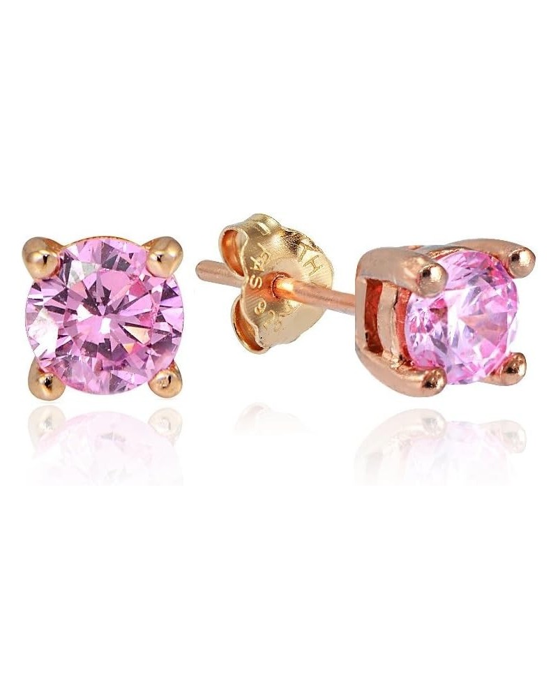 Sterling Silver Cubic Zirconia Round Stud Earrings Rose Gold 0.25 carats $8.63 Earrings