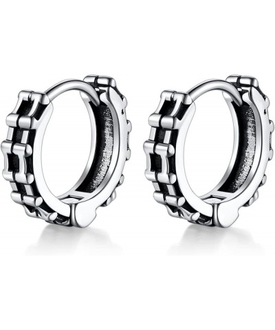 Retro Vintage Stainless Steel Bike Chain Style Earrings Huggie Stud Silver $6.83 Earrings