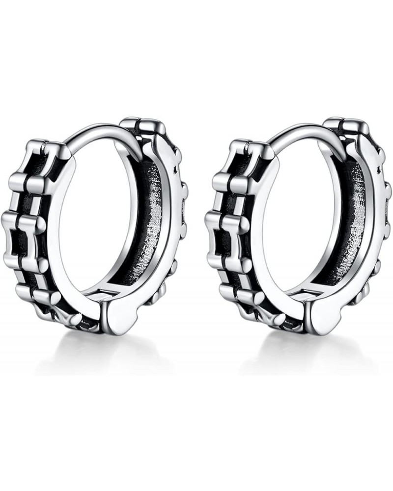 Retro Vintage Stainless Steel Bike Chain Style Earrings Huggie Stud Silver $6.83 Earrings