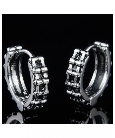 Retro Vintage Stainless Steel Bike Chain Style Earrings Huggie Stud Silver $6.83 Earrings