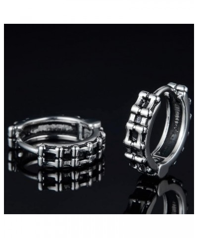 Retro Vintage Stainless Steel Bike Chain Style Earrings Huggie Stud Silver $6.83 Earrings