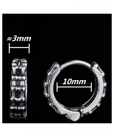 Retro Vintage Stainless Steel Bike Chain Style Earrings Huggie Stud Silver $6.83 Earrings