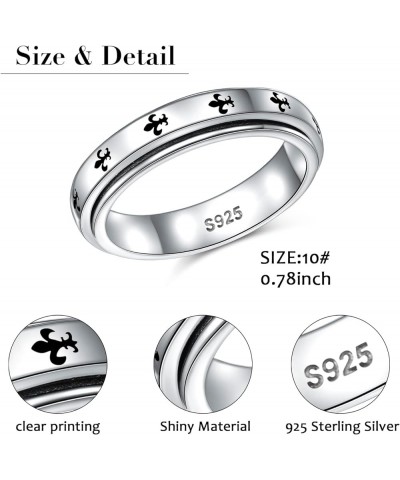 Anxiety Relieve Spinner Fidget Ring 925 Sterling Silver Rotating Ring ADHD Stress Relieving Ring for Women Men 10 Kinght Cros...