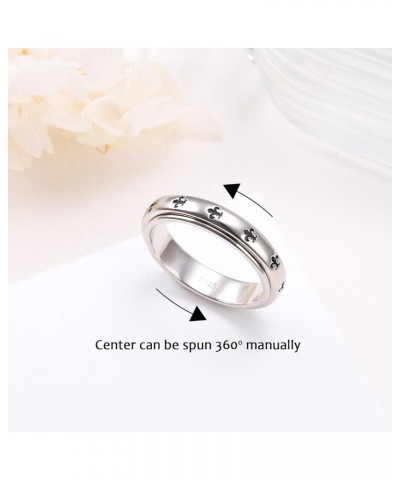 Anxiety Relieve Spinner Fidget Ring 925 Sterling Silver Rotating Ring ADHD Stress Relieving Ring for Women Men 10 Kinght Cros...