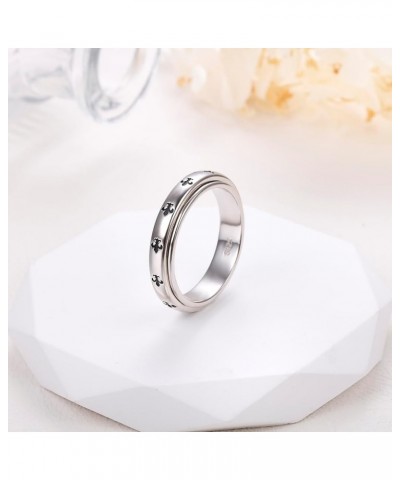 Anxiety Relieve Spinner Fidget Ring 925 Sterling Silver Rotating Ring ADHD Stress Relieving Ring for Women Men 10 Kinght Cros...