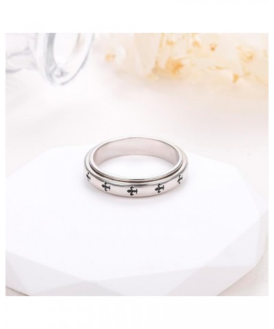 Anxiety Relieve Spinner Fidget Ring 925 Sterling Silver Rotating Ring ADHD Stress Relieving Ring for Women Men 10 Kinght Cros...