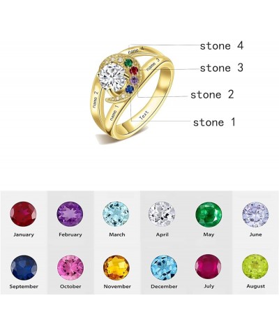 10K 14K 18K Solid Gold Personalized 1-8 Names Ring Mothers Ring with Birthstone for Women Custom Name Ring Jewelry Gifts for ...