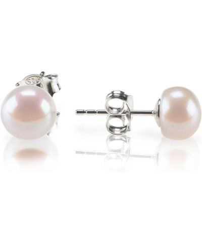 Sterling Silver, 14K Gold Plated, AAA+ Quality Handpicked Freshwater Cultured Stud Pearl Earrings White Gold 8.5mm $15.93 Ear...