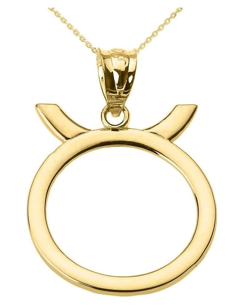 10K Yellow Gold Zodiac Astrological Sign Charm Personalized Pendant Necklace - Choice of Symbol & Chain Length 16" Taurus: Ap...