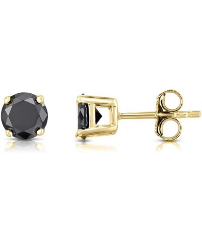 Round Cut Black Diamond Stud 925 Sterling Silver Earrings for Men or Women 1.00 Yellow $51.15 Earrings