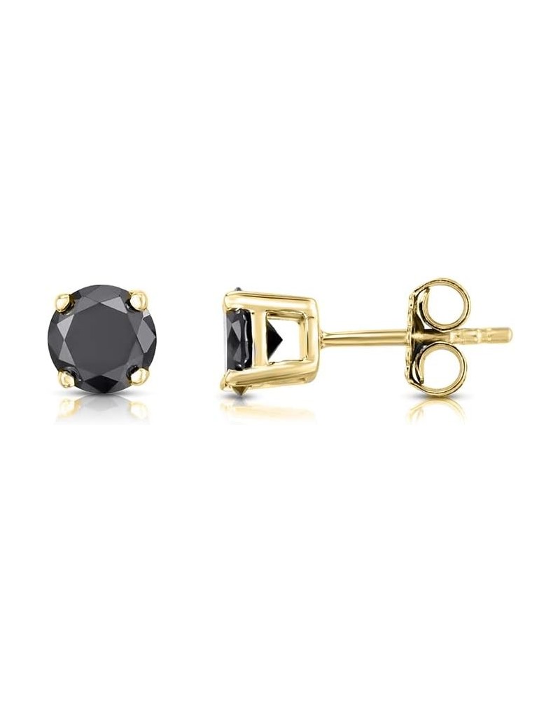 Round Cut Black Diamond Stud 925 Sterling Silver Earrings for Men or Women 1.00 Yellow $51.15 Earrings