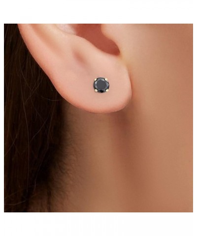 Round Cut Black Diamond Stud 925 Sterling Silver Earrings for Men or Women 1.00 Yellow $51.15 Earrings