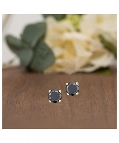 Round Cut Black Diamond Stud 925 Sterling Silver Earrings for Men or Women 1.00 Yellow $51.15 Earrings